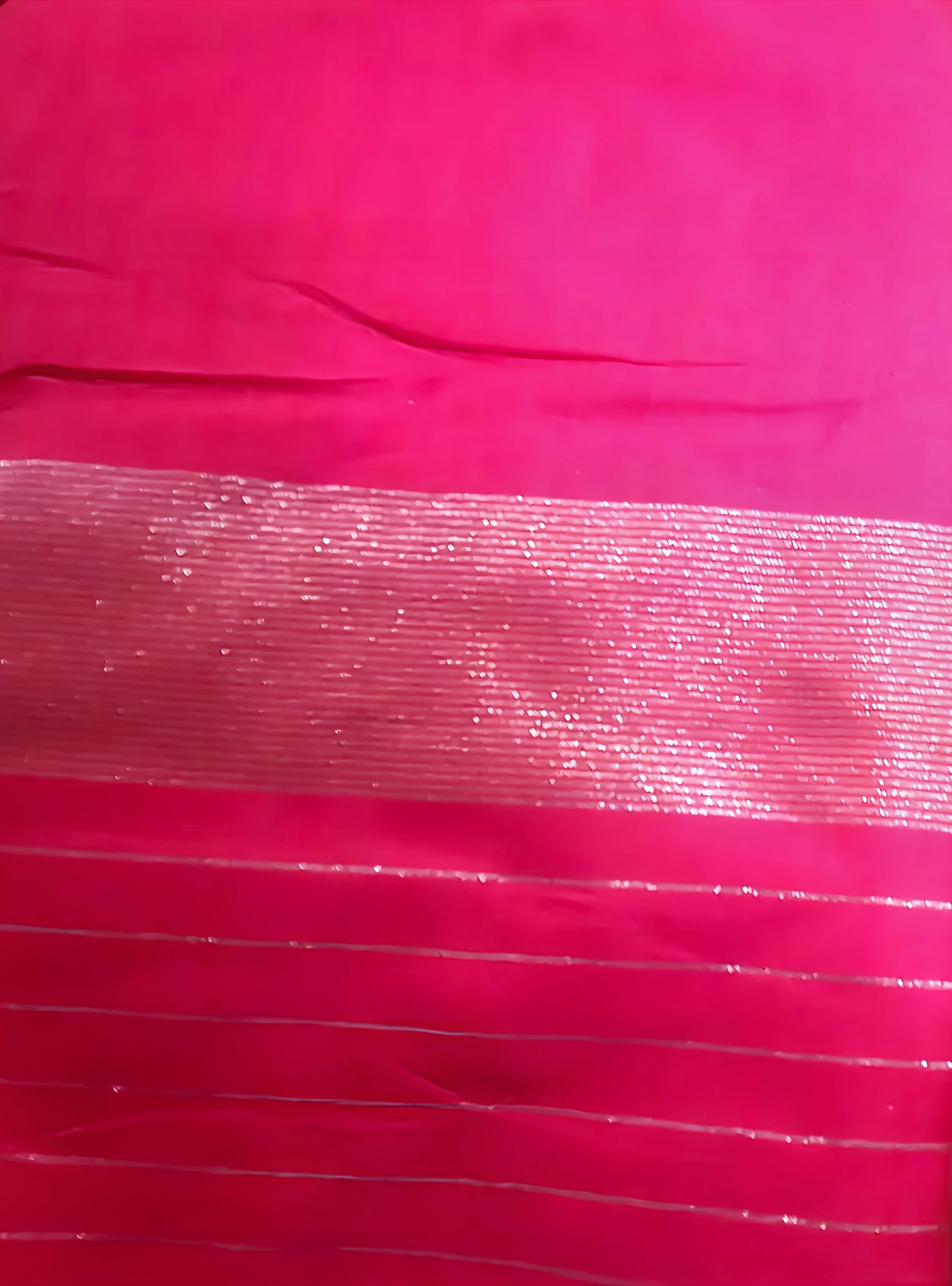 Handloom Cotton-Silk Saree with Silver Work - Hot Pink